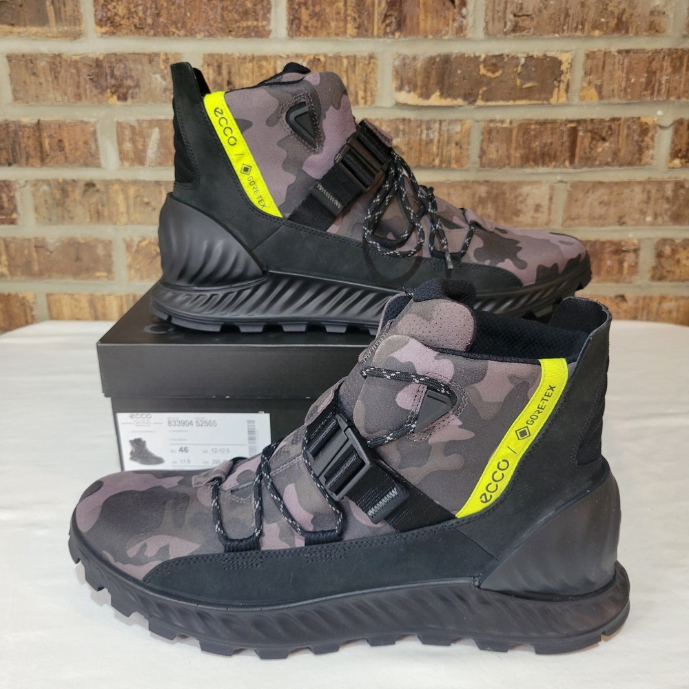 ECCO Exostrike M Gore-Tex Camo Boots Mens EU 46 / US 12-12.5 Titanium Black NEW